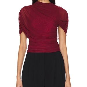 Amanda Uprichard Revolve Evianna Deep Red Draped Blouse…worn once